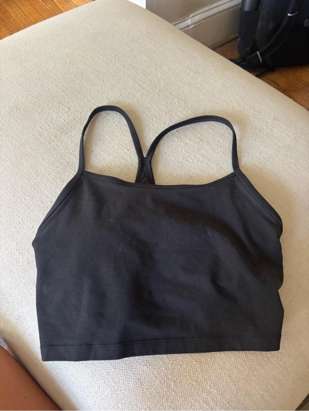 aerie Black Cropped Thin-Strap Tank Top